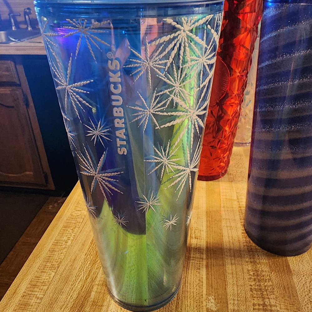 Starbucks Blue Tumbler with Star Pattern